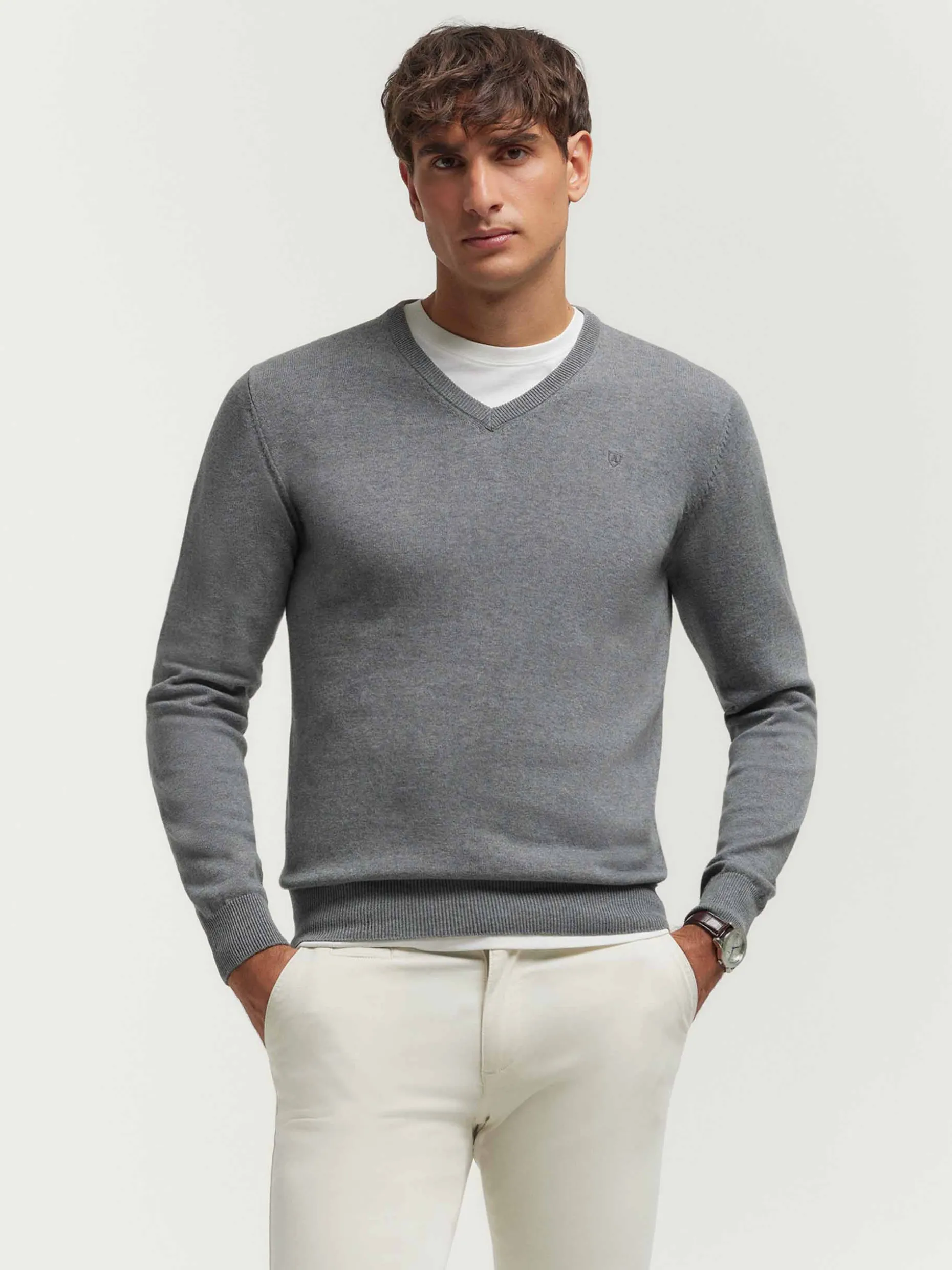 JERSEY V-NECK TRENDY GRIS