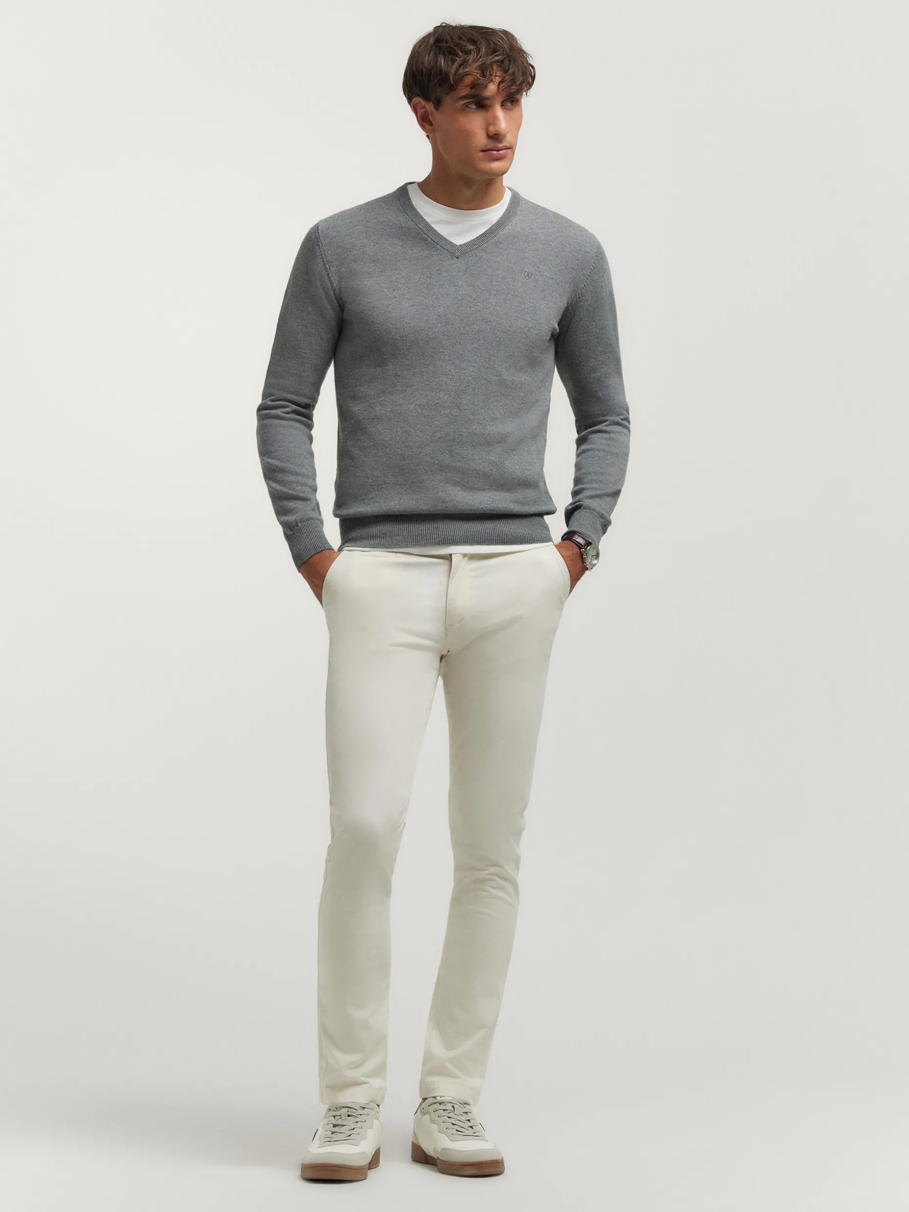 JERSEY V-NECK TRENDY GRIS