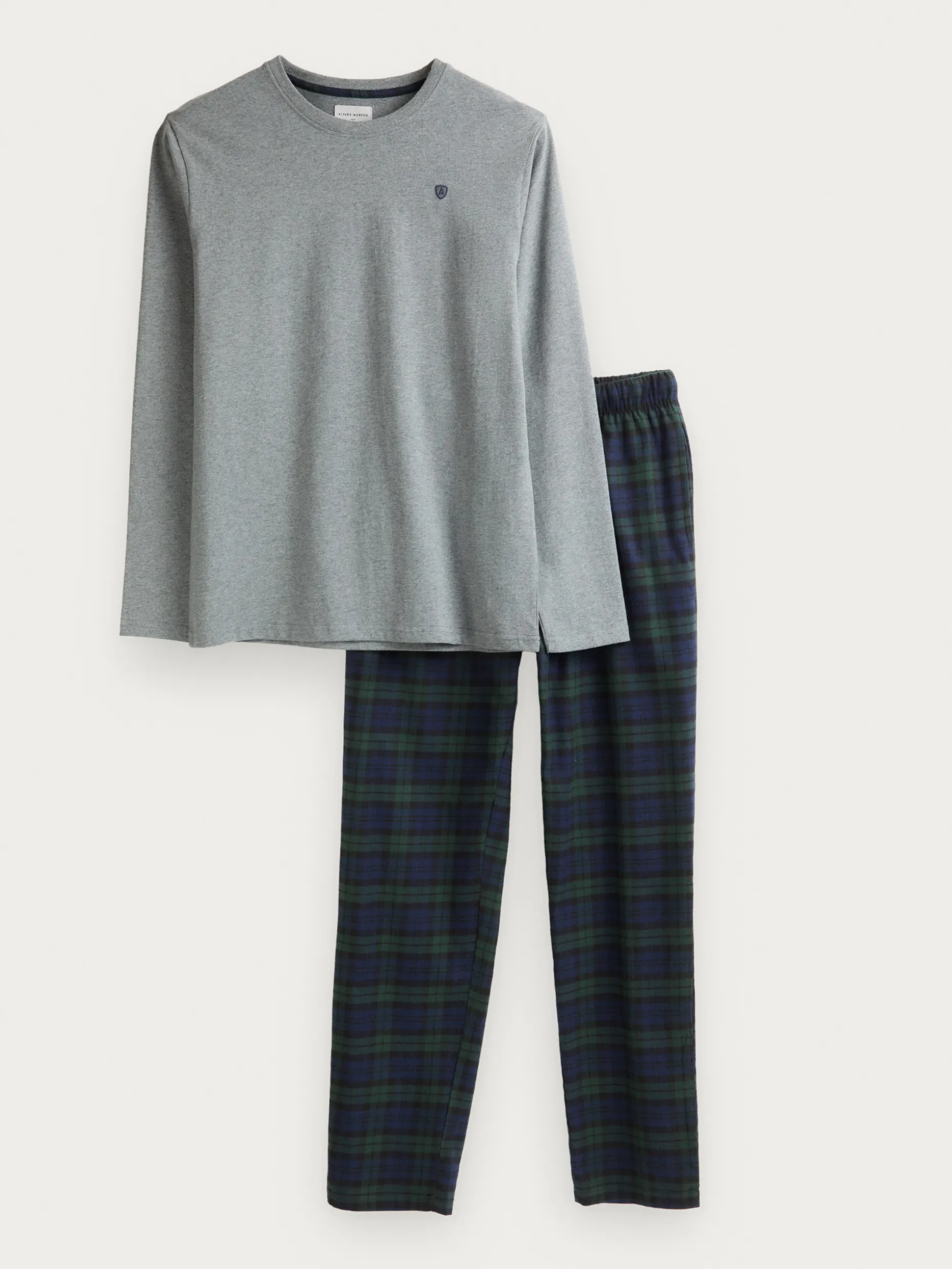 PIJAMA FRANELA CUADROS GRIS